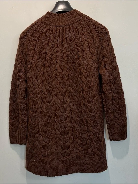 Sézane Drew Merino Wool Cable Knit Sweater Dress Brown Size Medium - Picture 5 of 13